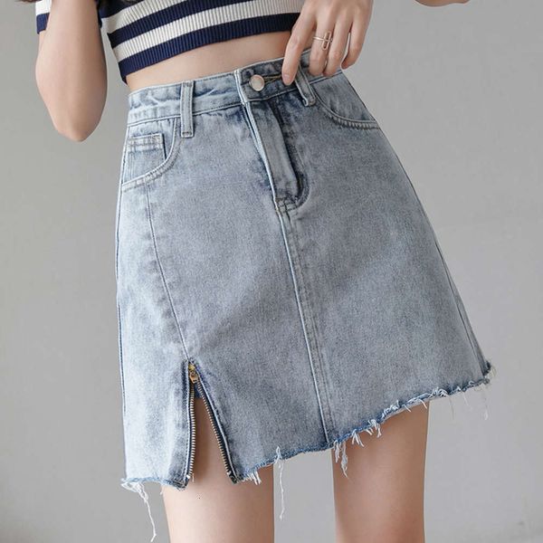 

new style in spring and summer 2021 high waist split denim skirt for women, Blue