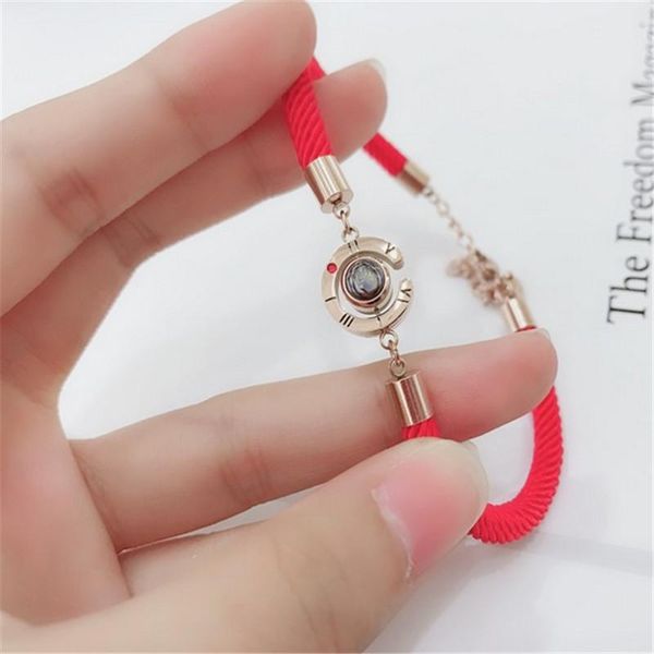 

charm bracelets red rope women i love you 100 language bracelet steel rose gold roman numerals memory for lover gifts jewelry, Golden;silver