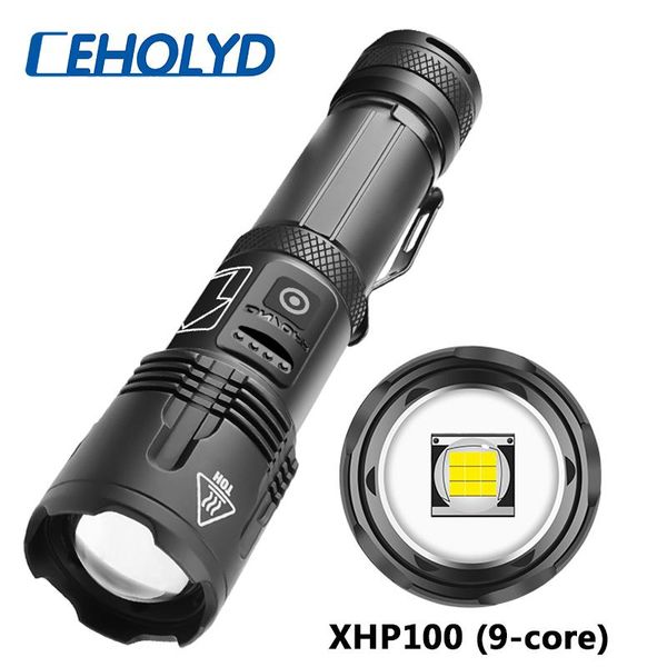 

other led lighting xhp100 9-core zoomable torch usb rechargeable 18650 or 26650 battery powerbank 5000mah lantern