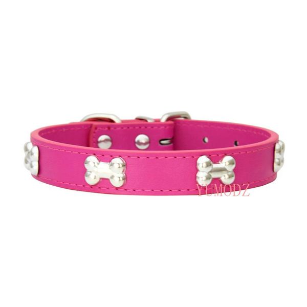 

fashion red pink black blue leather dog collar bone shaped accessories collar for dogs small pet dog supplies accessories