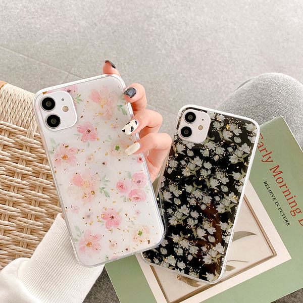 

luxury vintage flowers with holder stand phone case for iphone 11pro max case se xr x xs max 7 8plus gold leaf floral soft cover