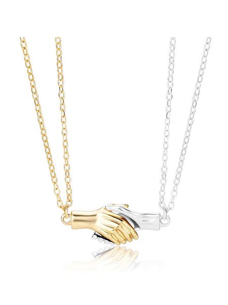 

pendant necklaces 2pcs simplicity neclace hand necklace gold lover couple lady girl party gift, Silver