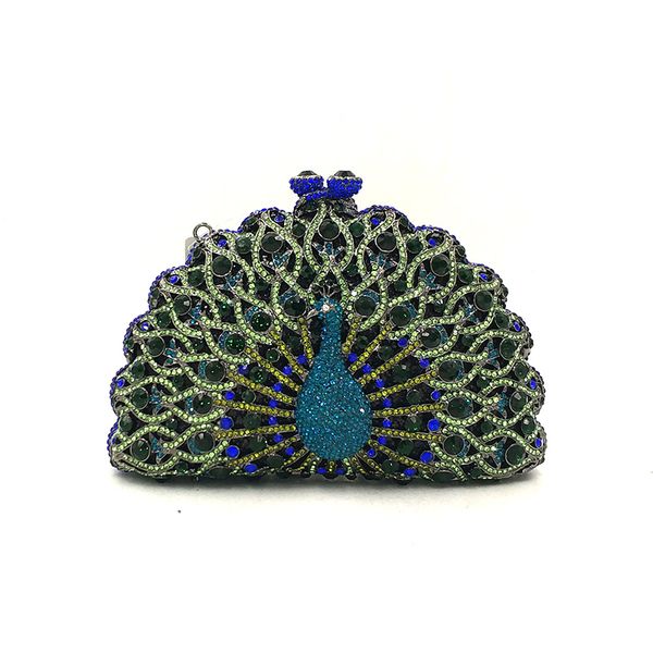 

women evening party bag diamonds luxury crystal clutch bridal wedding party purse handbag animal peacock crystal purses