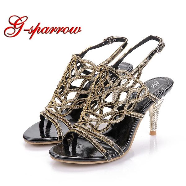 

dress shoes thin heel lady sandals elegant rhinestone handmade with back ankle straps birtyday wedding anniversary gift woman, Black