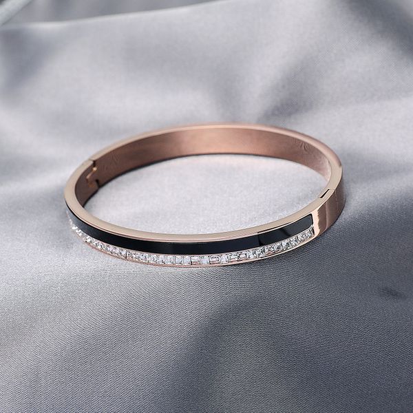 

fashion jewelry titanium steel bangles, rose gold titanium steel bracelet, student bracelet, do not fade, Black