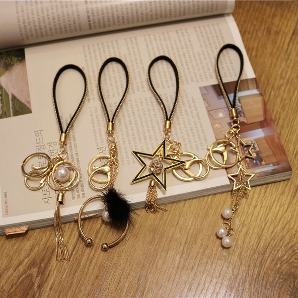 

fashion accessories creative pearl tassel star gift pendant car key chain, Silver