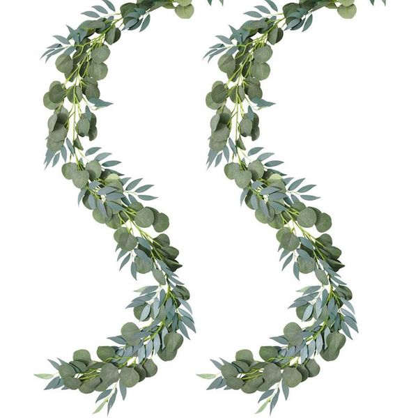 

2 pcs 6.56ft eucalyptus garland artificial eucalyptus leaves with artificial willow leaves garland