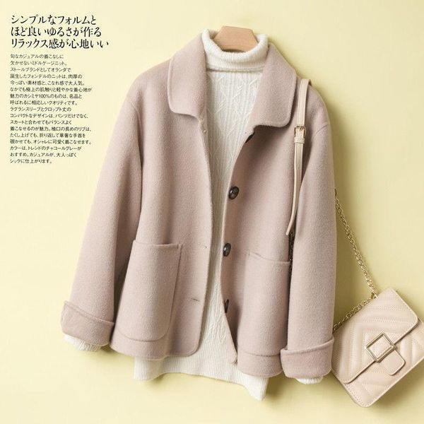 

women's wool & blends women 2021 autumn winter clothes coat female woolen jacket fashion elegant ladies casual warm cashmere outerwear, Black