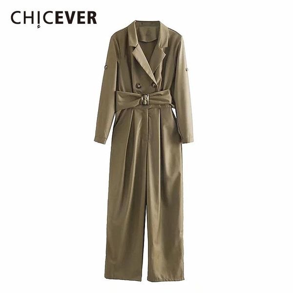 

women's jumpsuits & rompers chicever jumpsuit for women notched long sleeve high waist with sashes wide leg pants female 2021 spring fa, Black;white