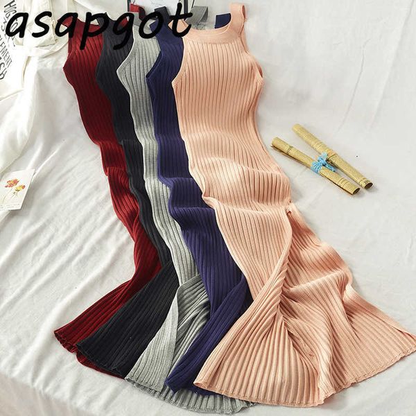 

dresses summer wrap hip side split halter knitted dress women slim skinny off the shoulder retro solid vestido feminino 210610, Black;gray