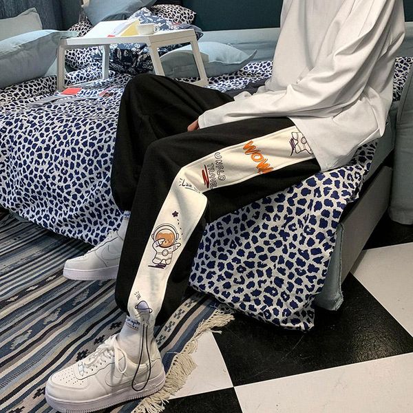 

running pants men's sports trousers spring and autumn casual trend loose summer feet, Black;blue