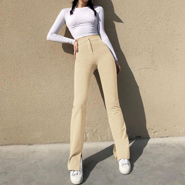 

women's pants & capris lady split women trousers elastic butt-lifted trendy high waist spring, Black;white