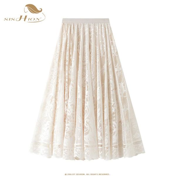 

skirts sishion arrival elegant party lace skirt y2k harajuku faldas vd1706 korean style women ankle length beach white long, Black