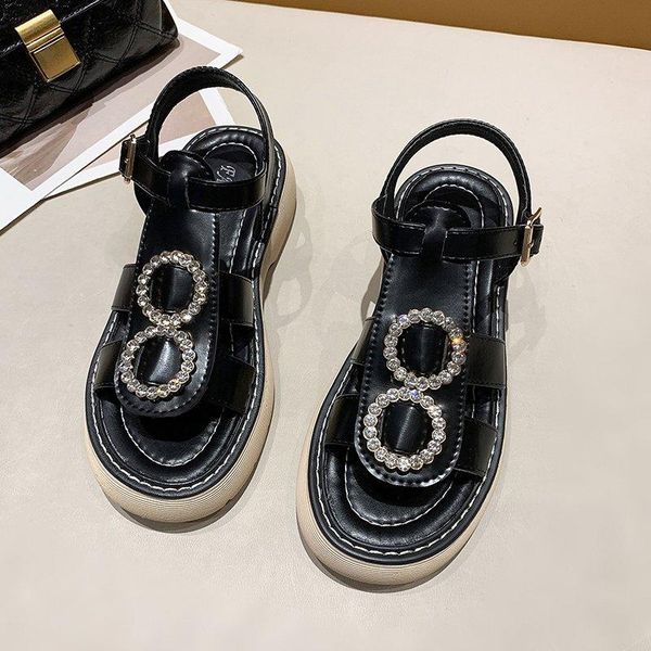 

sandals women 2021 summer fashion outdoor beach platform casual shoes female white wedges thick sole ladies roman, Black