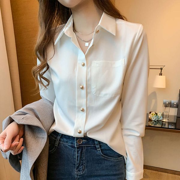 

spring and autumn 2021 new style chiffon plush shirt women's design, White