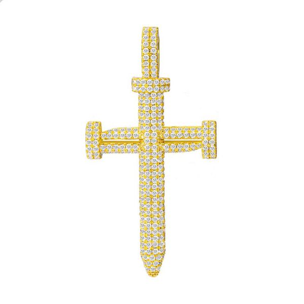

pendant necklaces cross sword s hip hop iced out bling necklace rapper jewelry cubic zirconia gold sliver, Silver