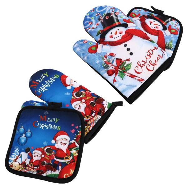 

oven mitts 1 set christmas home practical heat resistant mats