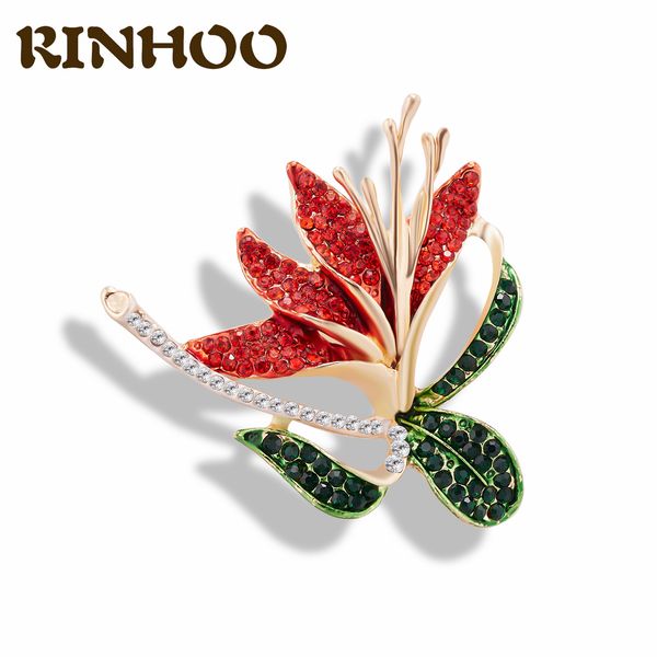 

new fashion rhineatones red flower brooches leaf bouquet plant enamel brooch pins women wedding prom party jewelry accessoriesdio chan conta, Gray