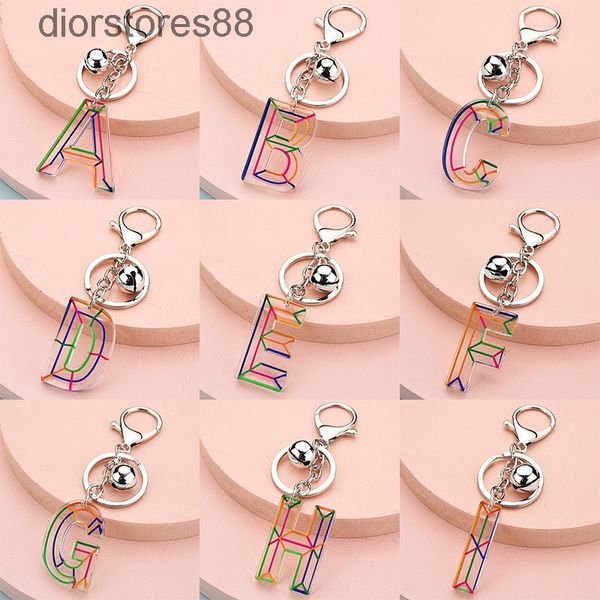 

key chain fashion 26 english letters acrylic surname pendant bag car, Silver