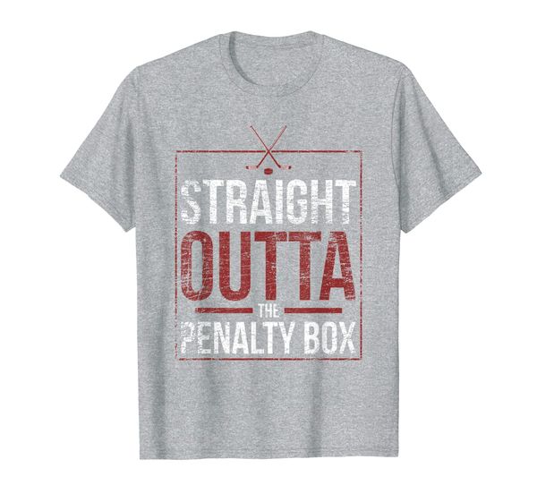 

straight outta the penalty box funny gift for hockey players t-shirt, White;black