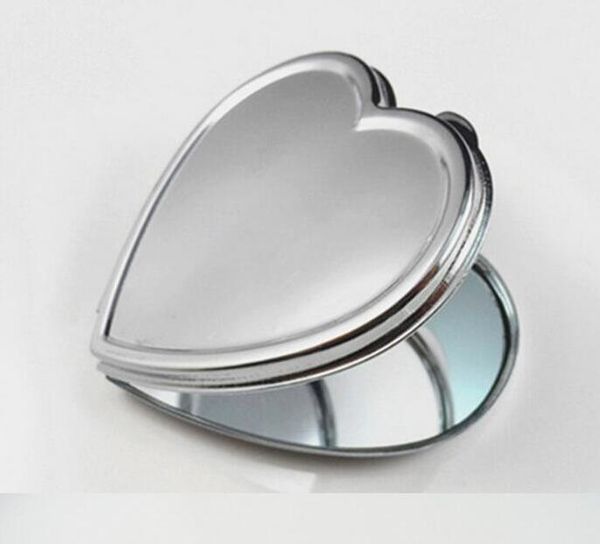 200 шт. DIY металлический карманный карманный зеркал макияж сгиба в форме сердца пустой компактное портативное зеркало для персонализированной свадьбы