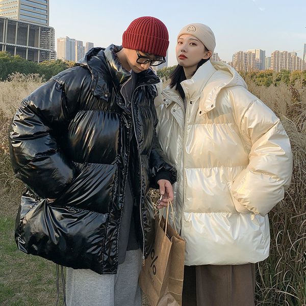 

2021 Top quality Winter Thicken Jacket Men's Parka Warm Fashion Casual Shiny Men Couple Short Coat Mens Clothes S-2xl HWA1, Black