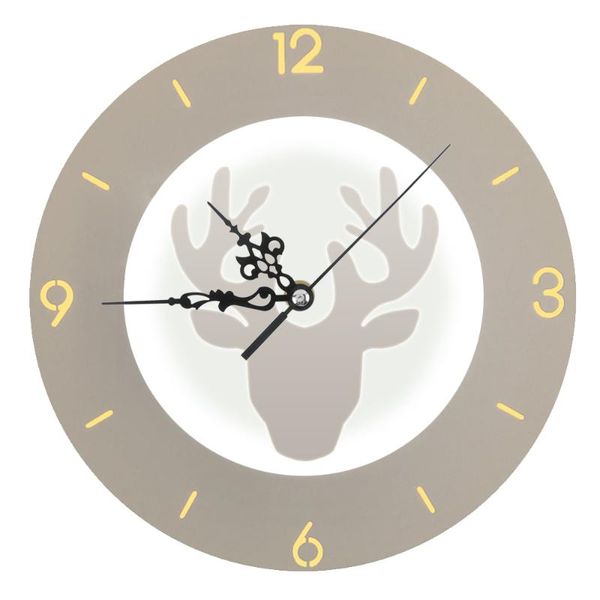 

modern deer design wall clock with led light for home living room decoration