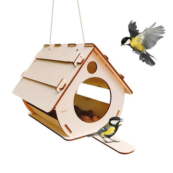 

bird cages wooden feeder house diy assembly hanging nest box cage outdoor yard garden decoration