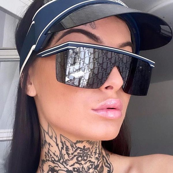 

sunglasses arrival 2021 futuristic goggles steampunk big rectangle women men oversized outdoor shopping shade, White;black