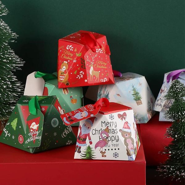 

18pcs cookie paper storage boxes christmas gift cases candy containers xmas party candy bags for outdoor gift party supplies