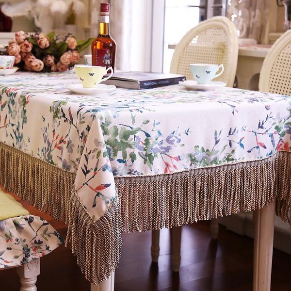 

fashion modern home cloth line cotton halo dyeing flowers tassels tablecloth round tablecloth table flag table cover