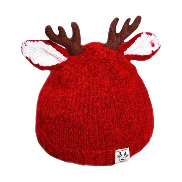 

beanies christmas elk shaped hat woolen yarn kids thicken adorable baby red