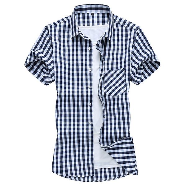 

men's casual shirts plaid short sleeve shirt, large fashion blue and white, soft smooth 4x67 size s-3xl, White;black