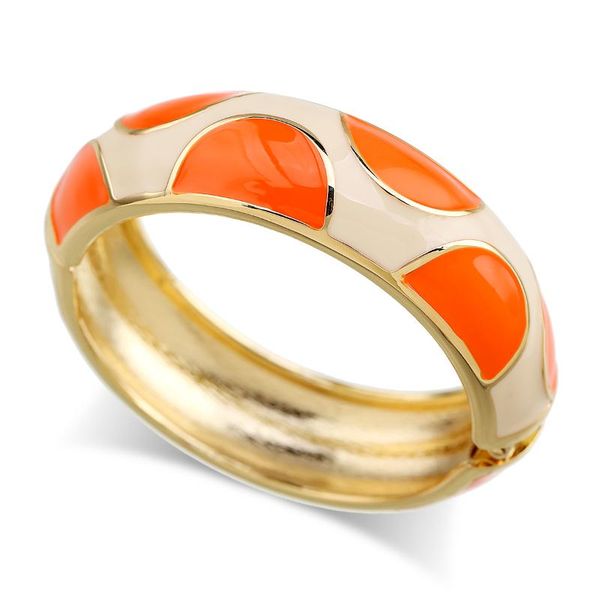 

bangle arrived double colors bracelet enamel for women girls gold plated round statement cuff fashion, Black