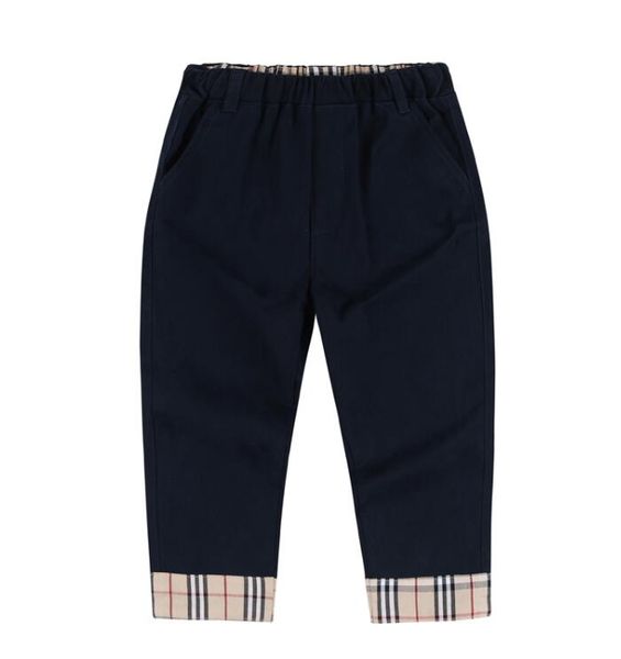 

children's cotton trousers spring and autumn casual hem pants dark blue