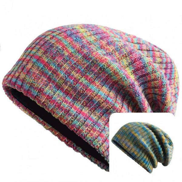 

beanies men women casual colorful stripe knitted hat cap lightweight for outdoor