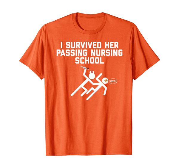 

funny i survived her passing nursing school tshirt for men, White;black