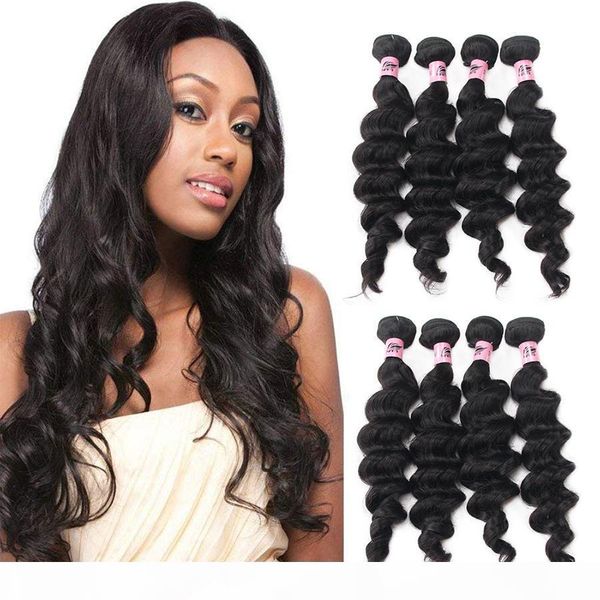 

nami hair brazilian virgin hair wefts loose deep wave 4 bundles 100% human hair extensions natural color, Black