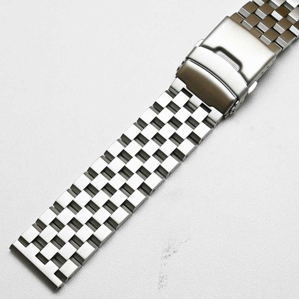 Uhrenarmband aus gebürstetem Edelstahl, 18 mm/20 mm/22 mm/24 mm/26 mm, Metall-Ersatzarmband, für Herren und Damen, Schwarz/Silber-Armband H0915