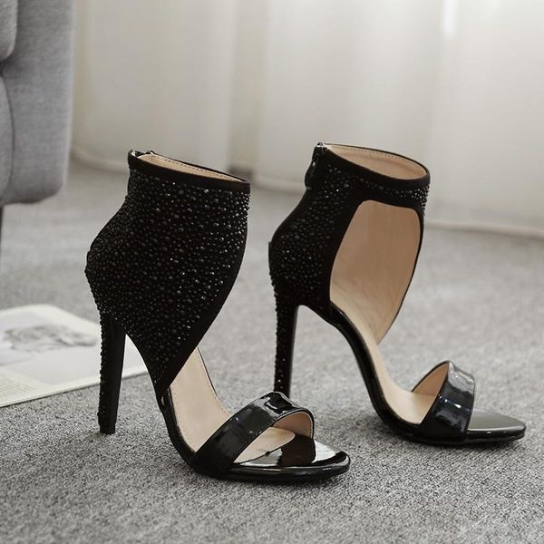 

dress shoes 2021 women pumps spring diamond peep toe high heels ladies wedding, Black
