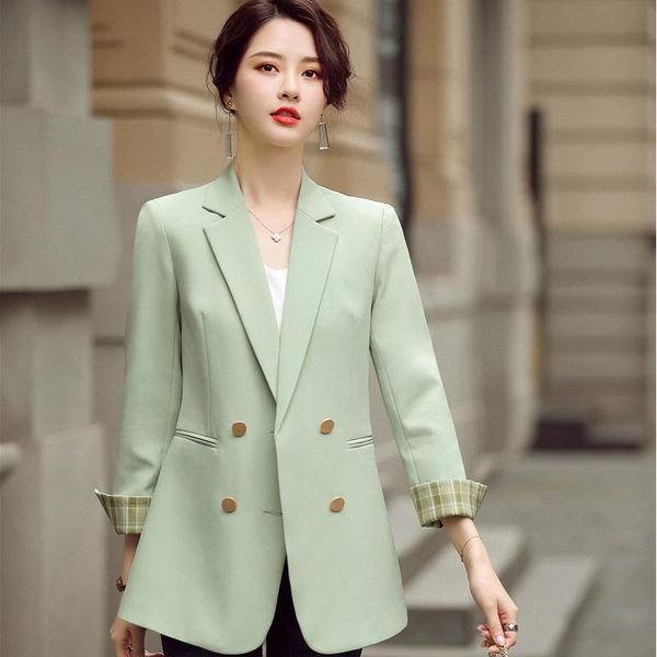 

women's suits & blazers jacket women fashion double breasted coat ol styles fall winter for business work blazer outwear plus size 4xl, White;black