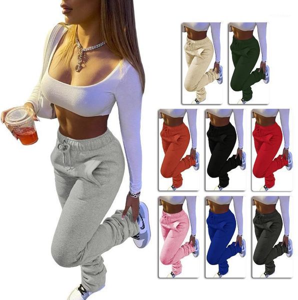 

women's pants & capris stacked sweatpants women multi-color jogger thicken fleece drawstring reched bell bottom high waisted, Black;white