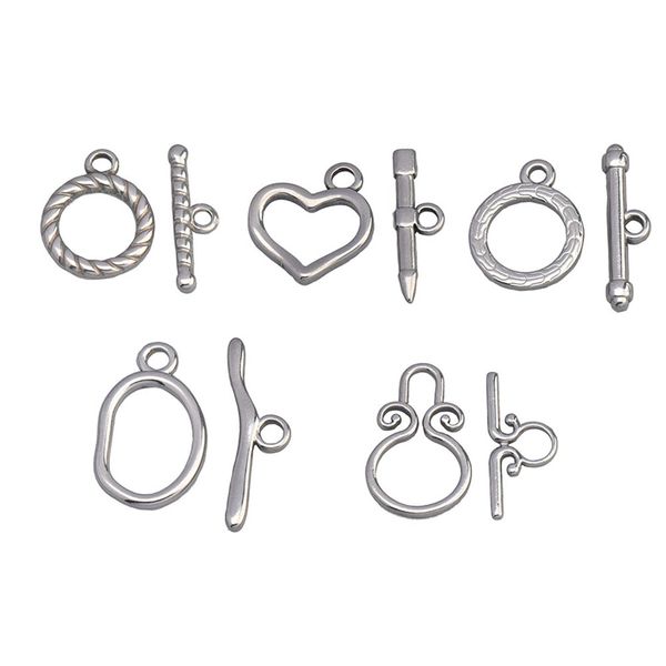 

5sets stainless steel craft toggle clasps t bar connector twist toggle bracelet necklace clasps for diy jewelry making, Blue;slivery