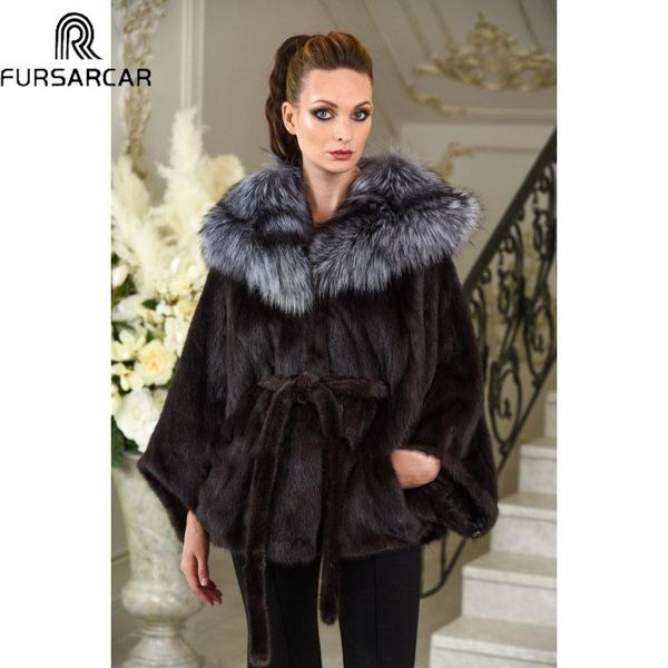 

women's fur & faux fursarcar luxury fashion manteau femme hiver winter natural jacket for women mink coat down with hood, Black