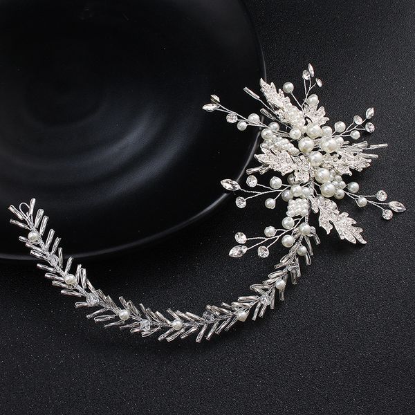 

2018 austrian crystal headbands handmade wedding bride hair jewelry accessories flower hair vine women headpieces jcg018, Golden;white