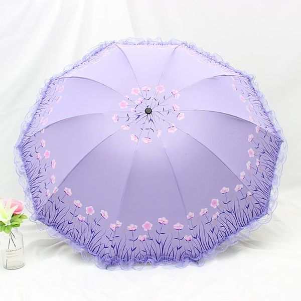 

umbrellas umbrella rain women sunny and rainy black coating anti-uv lace 10k