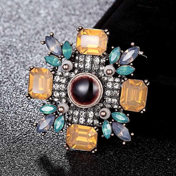 

pins, brooches zlxgirl jewelry brand pink rhinestone cross women girls clothes accessories antique gold vintage pins bags, Gray