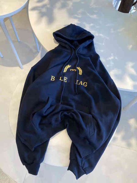 

winter fashion wheat print plush leisure hooded warm and comfortable couple's sweater, Black