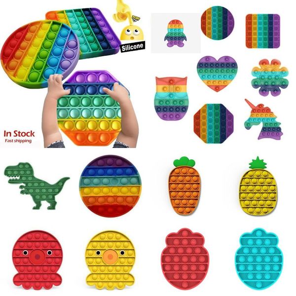 

stock rainbow fidget pop toy sensory push bubble fidget sensory autism special needs anxiety stress reliever for office workers fluorescence