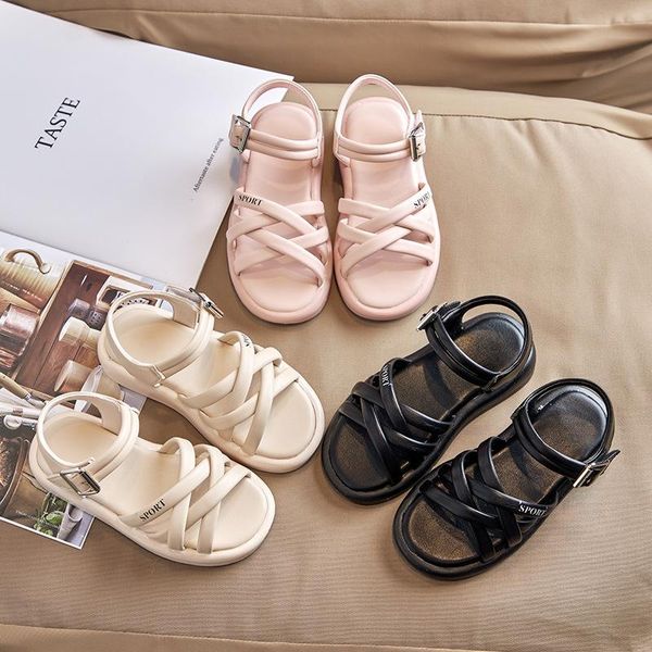 

sandals beach child shoes summer kids princess for big girl 2021 little sports sandal 3 5 7 8 9 10 12 year old, Black;red